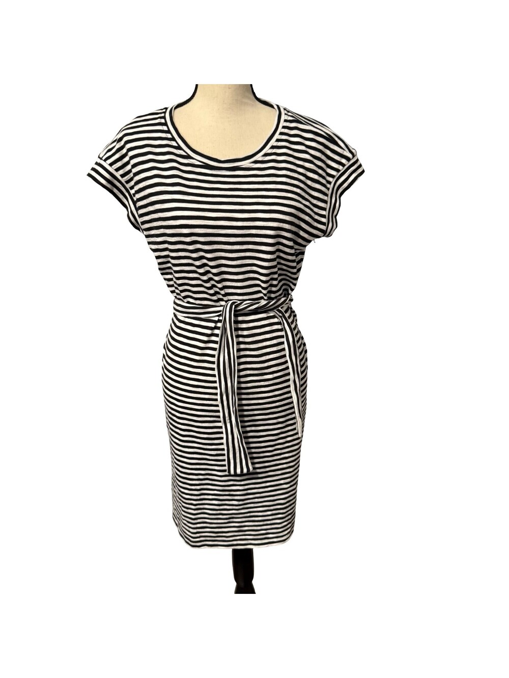 J. Crew Black & White Striped T-Shirt Dress - Size M